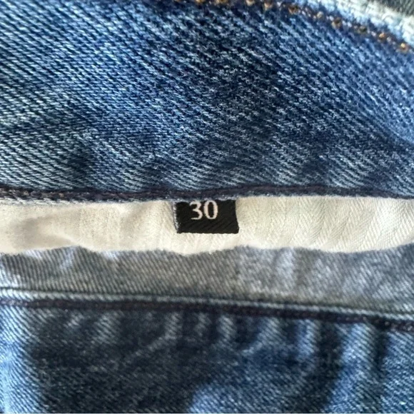 7 For All Mankind Blue Jean Shorts Distressed Style - Picture 3 of 4